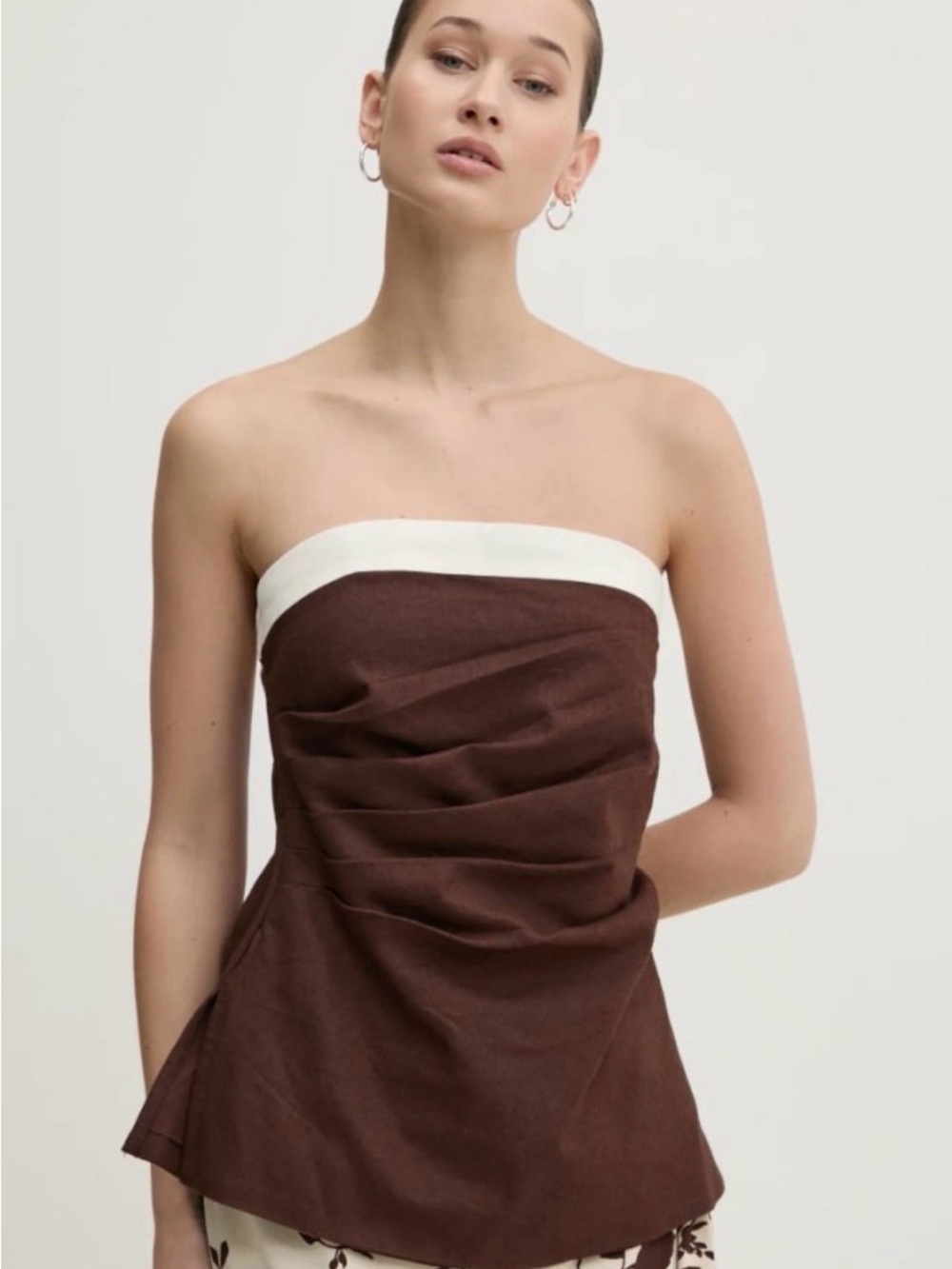 Abercrombie & Fitch Strapless Brown Dress with White Band